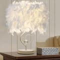 Hvit fjærbordlampe nattlampe