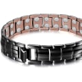 Miniatyrbillede 2 af 5: 1 stk. Kobber Magnetisk Armbånd til Mænd mod Gigt Smerter Elegant Massivt Kobber Armbånd med Dobbelt Række Stærke Magneter, Bronze Sort Dobbelt Række
