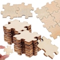 Miniatyrbild 2 av 2: 100 st/förpackning Obehandlade Träpussel Tomma Pusselbitar för Målning DIY Konst Hantverk