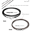 Miniatyrbild 3 av 5: Läderhalsbandssnöre med spänne, 16 tum-24 tum flätat rep halsband för män kvinnor 316l rostfritt stål spänne, 2 mm svart lädersnöre halsband brunt Black 20 inch
