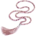 Miniatyrbillede 3 af 4: Dame 108 Mala Bønneperler Wrap Halskæde Med Lang Kvast Helbredende Krystal Sten Halskæder Yoga Meditation Reiki Quartz Smykker