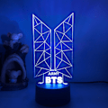 Miniatyrbillede 1 af 5: Justup 3D LED Natlampe BTS Sanger Ungdoms Liga 3D Illusionslampe Fjernbetjening Til Fans Soveværelse Indretning --- Style B2black Seat