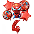 Miniatyrbillede 1 af 3: 6 stk. Superhelte Spiderman 4-års fødselsdagsdekorationer Rød Nummer 4 Ballon 32 tommer | Spiderman Fødselsdagsballoner (Spiderman 4-års fødselsdag)