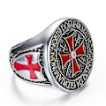 Miniatyrbilde 3 av 5: Tempelridderringer for menn, Crusader Cross Biker-ring i rustfritt stål Gold 11