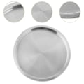 Miniatyrbillede 5 af 5: Rustfri Stål Rund Dobbeltlags Serveringsbakke Bøfplade Rustfri Multifunktionel Bøfplade til Salat Frugt Snack Robust 32cm Silvery