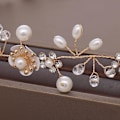 Miniatyrbillede 5 af 5: Bryllup Brud Krone Hovedbeklædning Håndlavede Blomster Brud Pynt Bryllup Hårtilbehør Håndlavet Krans (Guld)