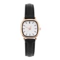 Analog Quartz Women's Watch with Black PU Strap and White Dial