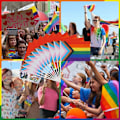 Miniatyrbild 4 av 5: 20 st Pride-flaggor i regnbågsfärger, små mini-flaggor att hålla i handen på pinnar