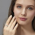 Miniatyrbillede 6 af 7: Roterende ring i rustfrit stål, størrelse 11, måne og stjerner til at lindre stress og angst, roterende ring med måne og stjerner til at lindre stress og angst