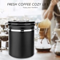 Miniatyrbillede 3 af 5: 1,5l Kaffebønnebeholder i rustfrit stål Opbevaringsboks til kaffe te kakao korn pasta havregryn Bonus (sort)