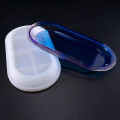 Miniatyrbillede 3 af 5: Krystal Epoxy Form DIY Håndlavet Elliptisk Flad Bundplade Highlight Spejl Silikoneform