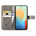Miniatyrbillede 3 af 4: Firekløverlås Præget Spænde Læder Telefoncover Grey For Tecno Spark Go 2024