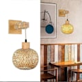 Miniatyrbillede 3 af 5: Retro Japansk Stil Bambus Sengelampe Restaurant Rattan Lampemine Soveværelse Baggrundslampe