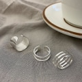 Miniatyrbild 3 av 4: S925 Sterling Silver Ringar För Kvinnor Koreanska Circular Ring Multilayer Wide Face Ring Smycken