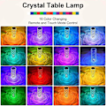 Miniatyrbilde 2 av 5: Berørings Bordlampe Krystall LED Nattlampe, 16 Farger Oppladbar Rose Diamant Bordlampe Med Berøringskontroll, USB Bordlamper