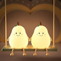 Miniatyrbillede 1 af 3: Led Pære Frugt Natlys USB Genopladelig Dæmpning Touch Silikone Bordlampe Pear 1pc