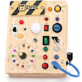 Miniatyrbillede 1 af 4: Montessori legetøj, aktivitetsbræt, sensorisk babylegetøj, med 10 kontakter og 23 LED-lys, trælegetøj, rejse