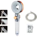 Miniatyrbilde 1 av 5: Kalkdempende og vannbesparende dusjhode med filter, 3 spraymoduser, med slange og holder