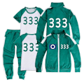 Miniatyrbillede 1 af 2: Squid Game 2-Spillers Cosplay Kostume Tracksuit Komplett Tøj Sæt No.333 150cm