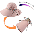 Miniatyrbilde 3 av 5: Hagelue og lue Solhatter for kvinner Bred kant sammenleggbar solhatt Uv-beskyttelse Strandsolhette