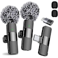 Miniatyrbillede 1 af 5: 2024 Professionel Trådløs Lavalier Mikrofon 2-pak Noise Canceling Krystalklar Optagelse Med Usb-c Til Iphone 15 Pro Max, Ipad, Android, Live St