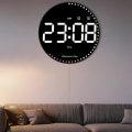 Miniatyrbillede 2 af 5: Digitalt vægur med farverigt lys, 10 tommer LED digitalt ur med fjernbetjening, tid vækkeur til Li