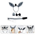Miniatyrbillede 4 af 5: 1 Sæt Æsel Kostume Rekvisitter Æsel Øre Hårbøjle Hale Butterfly og Næse Dekoration