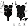 Miniatyrbillede 4 af 5: Rygfri Formende Body til Kvinder Push Up BH Lav Ryg G-streng Body 2XL Black