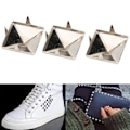 Miniatyrbilde 6 av 8: 100 stk Firkantede Pyramid Punk Nitter 4 Klo Metall Spiker for Armbånd Klær Sko Veske Sølv 12mm 0.1