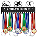 Miniatyrbilde 1 av 4: Jernmedaljeholderrammer Medaljevisningshengestativ med skruer Triathlon Sport 150x400mm