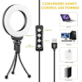 Miniatyrbillede 4 af 5: Ring Light Laptop Stand - Konferencelyssæt med 3 Lystilstande Dæmpbar Led Ringlight til Møder Makeup Selfie Videooptagelse Streaming