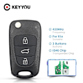 Pikkukuva 1 / 4: Tib Kia Rio Ceed Ceedpro Picanto 2004-2011 433mhz taittuva auton kaukosäädin avain Id46 sirulla, automaattinen auton avain 3 napilla