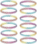 12-pack chokerhalsband set Henna Tattoo Stretch Elastiska Smycken Kvinnor Flickor Present