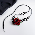 Miniatyrbillede 3 af 5: Boho Tornet Blomster Krave Choker Halskæde Blød Flannel Blomster Kravat Halskæde