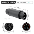 Miniatyrbild 5 av 5: SAE-adapter IEC 62196 Typ 2 till J1772 Typ 1 för laddning av elbilar