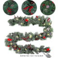 Miniatyrbilde 4 av 5: 1,80 m LED Julekrans med Kongler Røde Bær Sløyfer Julekuler Godteri, Multifunksjonell Julekrans med 30 Varmhvite LED-lys