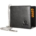 Men's Wallet with Chain Genuine Leather Wallet RFID Blocking Bifold Wallet with ID Window Card Slots, Black