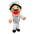 Miniatyrbild 1 av 3: Jeffy Handdocka Cartoon Mjuk Plyschleksak, Cosplay Dockteater Spel för Barn Present Chef 50cm