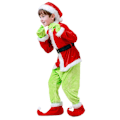 Miniatyrbild 4 av 5: 4-12 År Barn Pojkar Flickor Jul Grinchen Kostym Cosplay Tomte Utklädningskläder Set Presenter 9-10Years