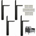 4 svarta möbelben i metall, reservben för 15 cm soffa, golvskydd + halkfri tyst bas[HK]