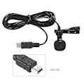Miniatyrbilde 2 av 5: 150cm Profesjonell Mini USB Omni-direksjonell Stereo Mikrofon med Krageklips for Gopro Hero 3 3+ 4