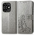 Miniatyrbild 2 av 4: Fyrklöverlås Präglat Spänne Läder Telefonfodral Grey For Tecno Spark Go 2024