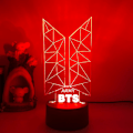Miniatyrbillede 5 af 5: Justup 3D LED Natlampe BTS Sanger Ungdoms Liga 3D Illusionslampe Fjernbetjening Til Fans Soveværelse Indretning --- Style B2black Seat