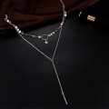 Miniatyrbild 2 av 4: Bohemia Layered Choker Necklace Gold Disc Choker Star Choker Lariat & Y Halsband Bar Pendant Halsband (silver)