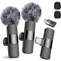 Miniatyrbillede 1 af 5: 2024 Professionel Trådløs Lavalier Mikrofon 2-pak Noise Canceling Krystalklar Optagelse med USB-C til iPhone 15 Pro Max, iPad, Android, Live St