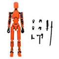 Miniatyrbild 1 av 5: Joint Man Multi-Jointed Rörlig Robotmodell Actionfigur Flexibel Ledad Konstfigur för Heminredning Orange