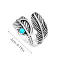Miniatyrbild 3 av 5: Ringar Boho Fjäder Turkos Justerbar Ring Representerar Nya Början Silver