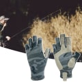 Miniatyrbild 5 av 5: Kamouflage Halvfinger Fiskhandskar Svettabsorberande Sporthandskar Fiskeutrustning