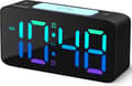 Superhög väckarklocka för tunga sovare, digital klocka med 7-färgs nattljus, justerbar volym, dimmer, USB-laddare, små klockor för sovrum