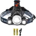 Oppladbar LED-hodelykt, 5000 lumen hodelykt, supersterk T6 LED-hodelykt, vanntett hodelykt med 2 batterier, USB-ladekabel for ca.